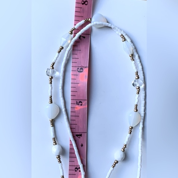 🥛 Double Strand Milky White Beed with Brass Tone Necklace by Cookie Lee - Picture 4 of 11
